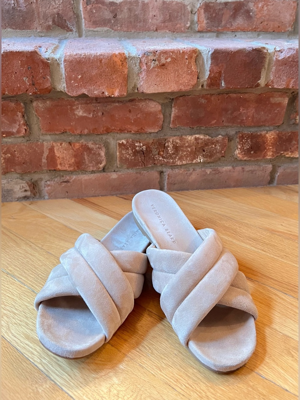 Veronica Beard Tan Nude Elise Suede Slide Sandals - Picture 6 of 15